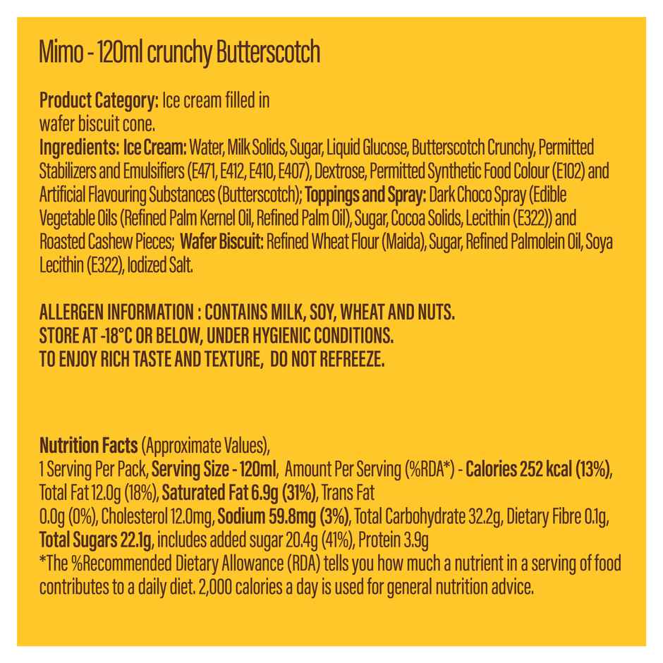 Mimo Crave Cone Crunchy Butterscotch Ice Cream