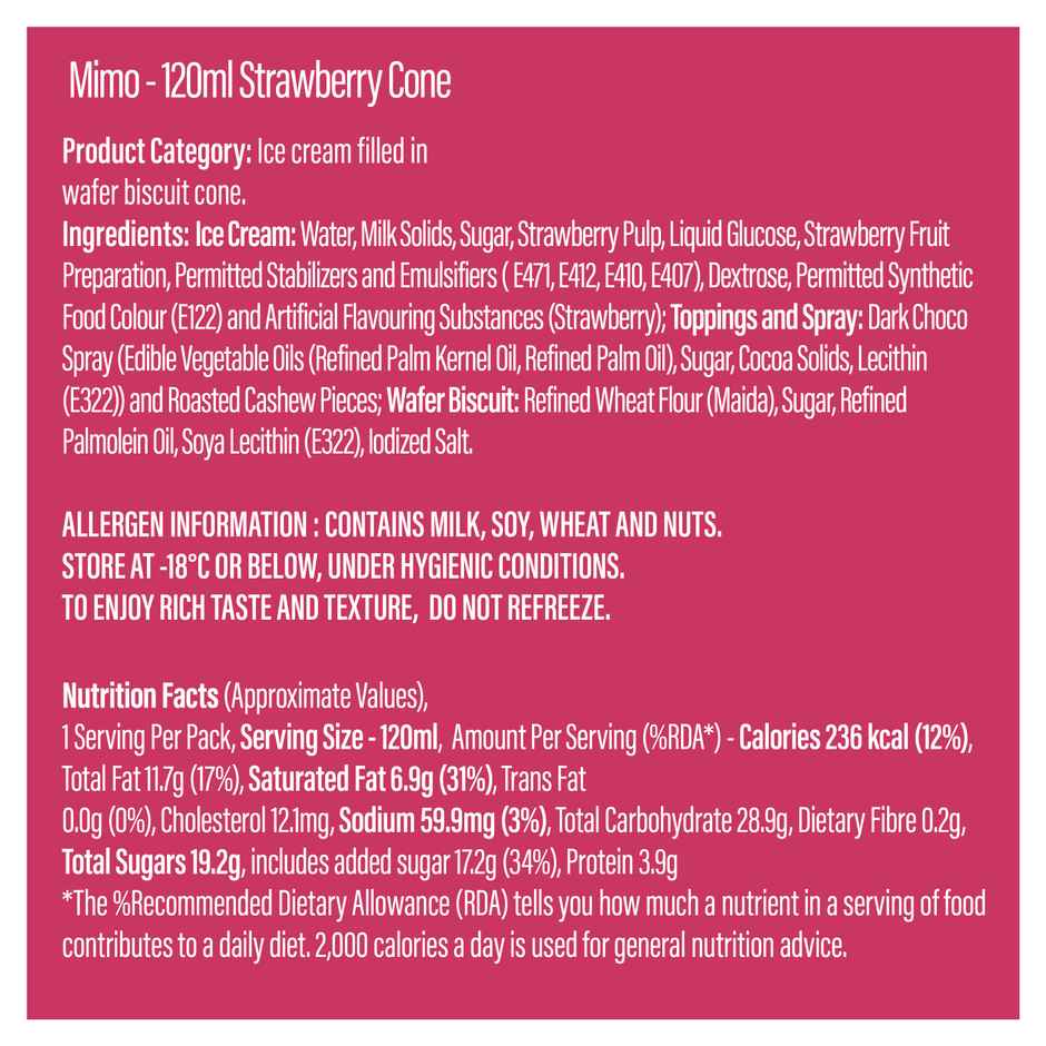 Mimo Crave Cone Strawberry Rush Ice Cream