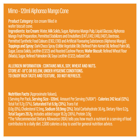 Mimo Crave Cone Alphonso Mango Ice Cream
