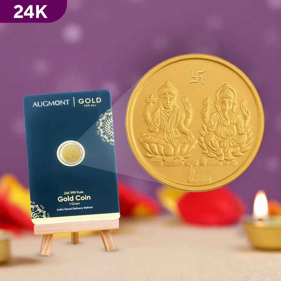 Lakshmi Ganesh Pure Gold Coin | 24 Karat 999 Pure Gold Coin | 1 g | Augmont