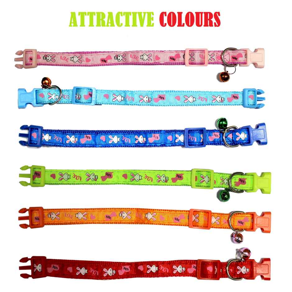 Multi Color Strips Nylon Dog Leash & Collar Set For Dogs/Puppies (Mix Color)
