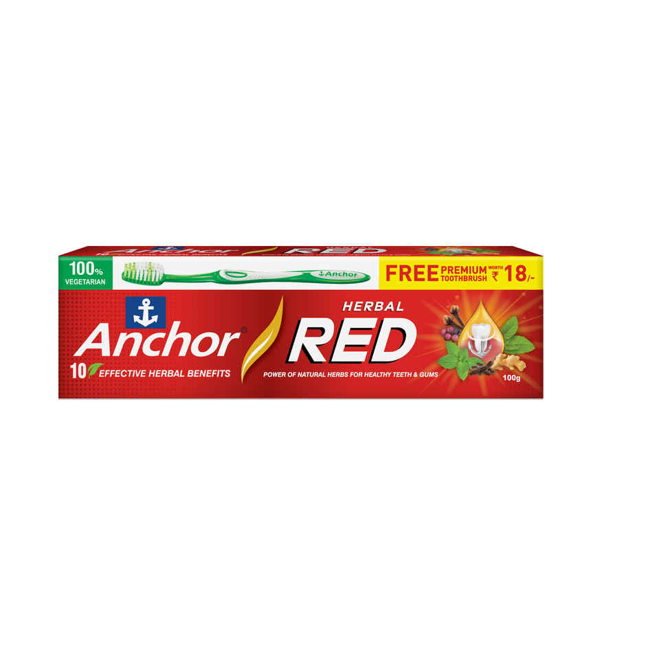 Anchor Herbal Red toothpaste with free premium toothbrush