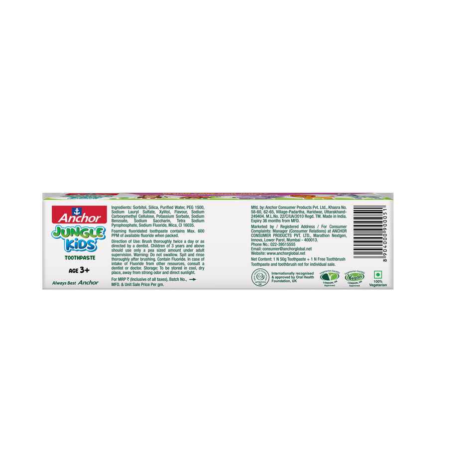 Anchor Jungle Kids Strawberry Toothpaste with free toothbrush