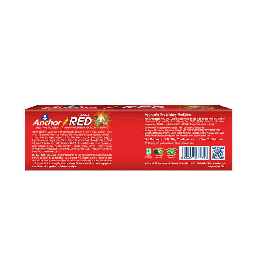 Anchor Herbal Red toothpaste with free premium toothbrush