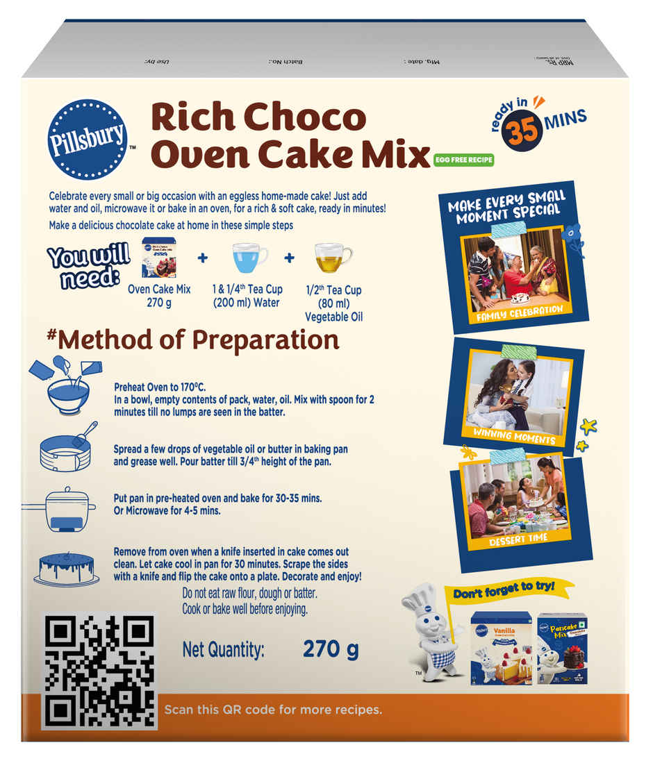 Pillsbury Rich Choco Oven Cake Mix Egg Free | Baking Essential | Combo