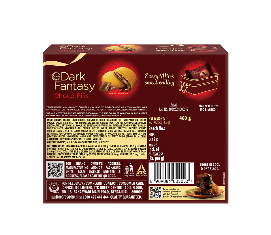 Sunfeast Dark Fantasy Choco Fills, Original Filled Cookies with Choco Crème