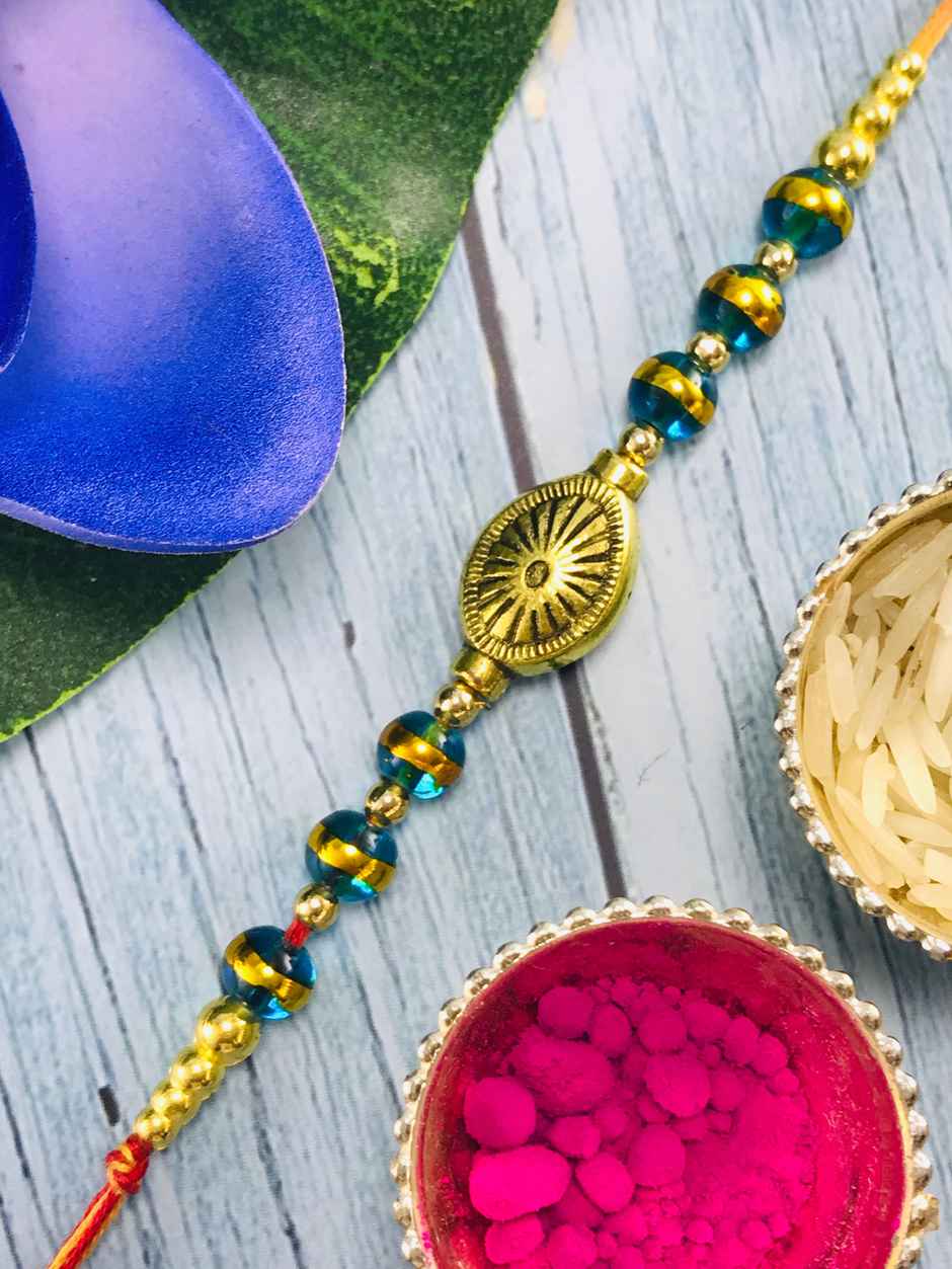 Turquoise Gold Ring Rakhi | Stylish Rakhi | Gullak