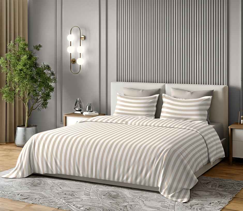 Dream Living Stripe King Bedsheet Set |275 x 275 cm| With 2 Pillow Covers