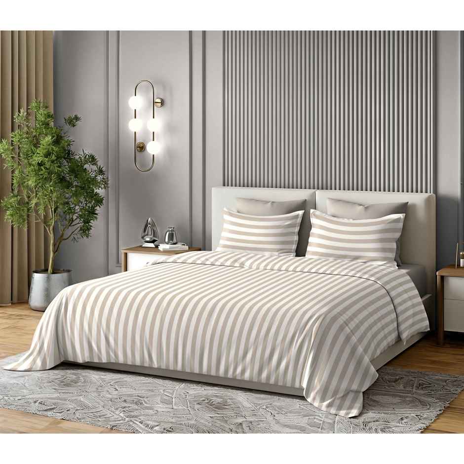 Dream Living Stripe King Bedsheet Set |275 x 275 cm| With 2 Pillow Covers