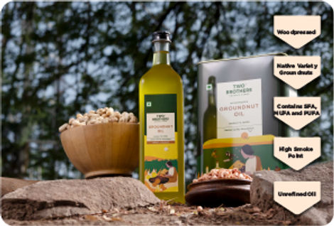 Two Brothers Groundnut (Peanut) Wood Pressed Oil Single-filtered | Tin Can