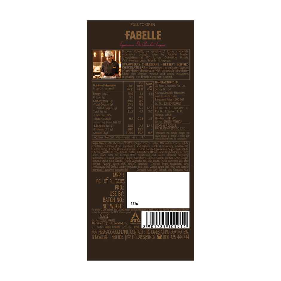 Fabelle Luxury Chocolates Strawberry Cheesecake Handcrafted Bar
