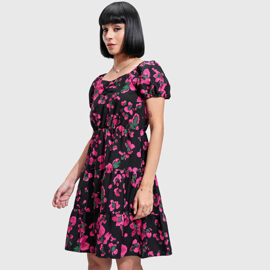 Tokyo Talkies Women's Floral Mini Dress | Black - XL
