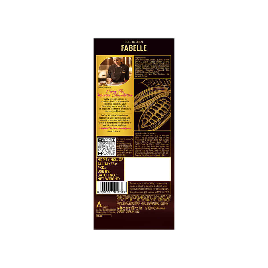 Fabelle Orange Eclipse Dark Chocolate | 64% Intense Rich Cocoa | Hint of Orange