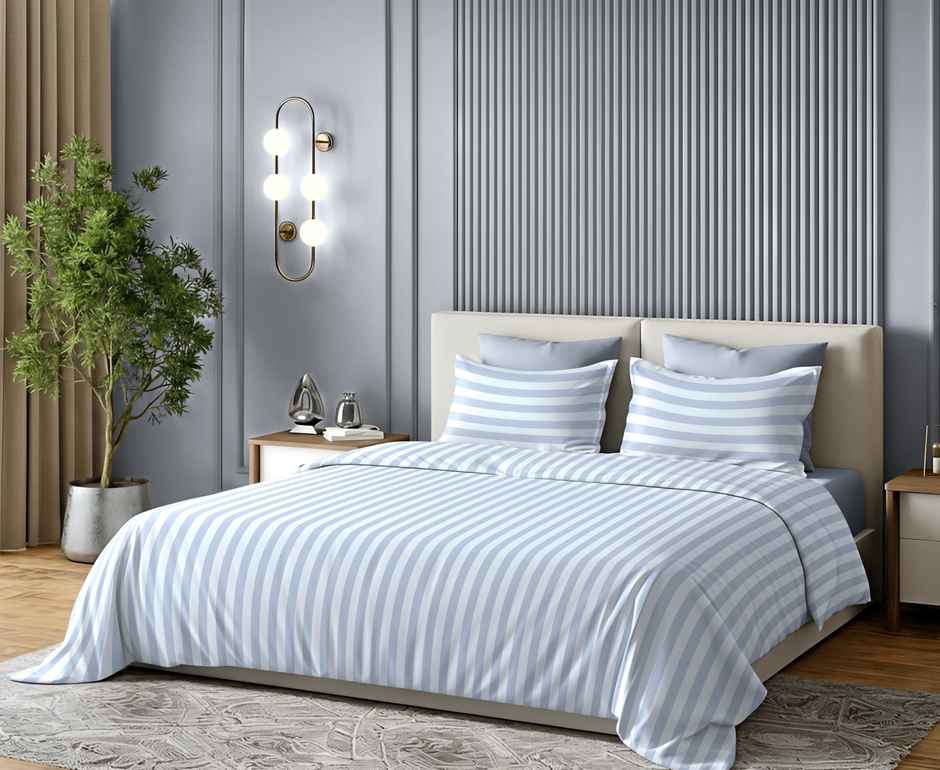 Dream Living Stripe King Bedsheet Set |275 x 275 cm| With 2 Pillow Covers