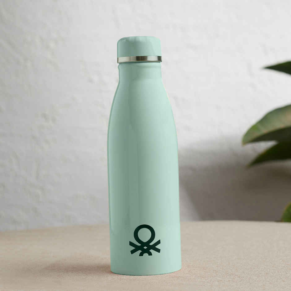 United Colors of Benetton Stainless Steel Water Bottle Single Wall Leakproof BPA Free Green