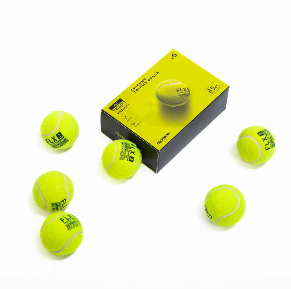 Decathlon FLX Medium Tennis Cricket Ball | Yellow | 80g