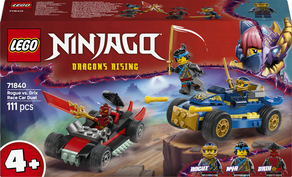 LEGO NINJAGO Rogue vs Drix Race Car Duel Ninja Toy Playset 71840