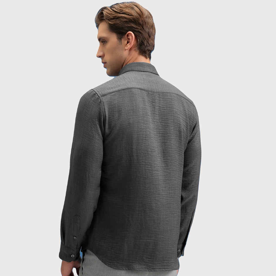 Locomotive Men's Linen Solid Utility Pocket Shirt | Dark Grey - S