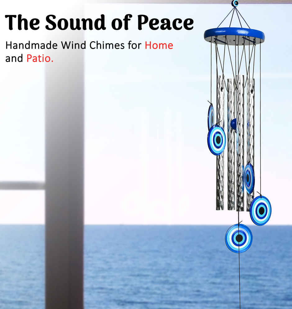 HINDCRAFT Evil Eye Wind Chimes for Home and Garden Spiritual Protection and Positive Energy Decor
