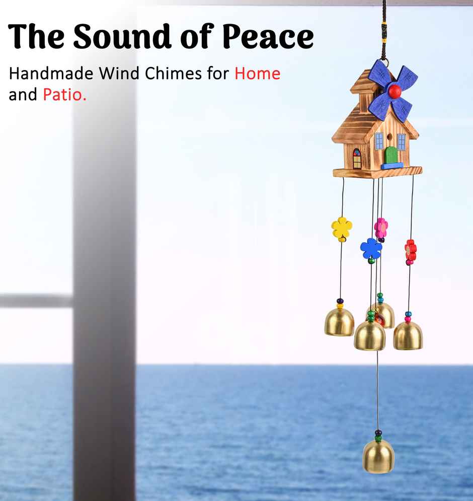 HINDCRAFT Spiritual House Windchime with 5 Bells Vastu Wind Chimes for Positive Energy and Harmony