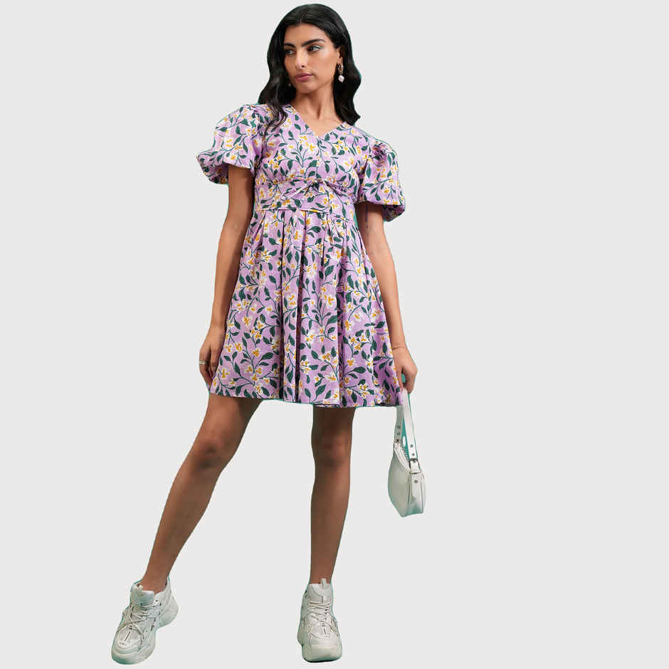 Tokyo Talkies Women's Printed Flared Dress | Violet - S