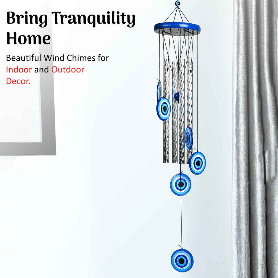 HINDCRAFT Evil Eye Wind Chimes for Home and Garden Spiritual Protection and Positive Energy Decor