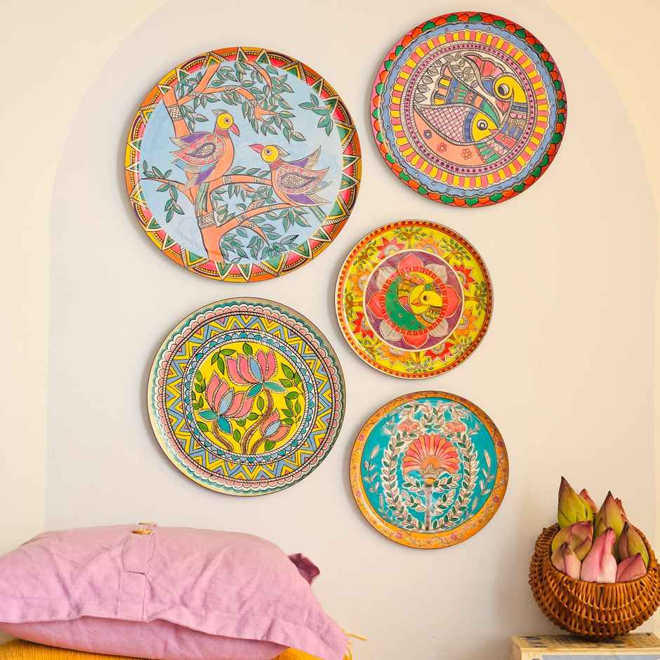 Ritualistic Madhubani Wall Plates- Set of 5