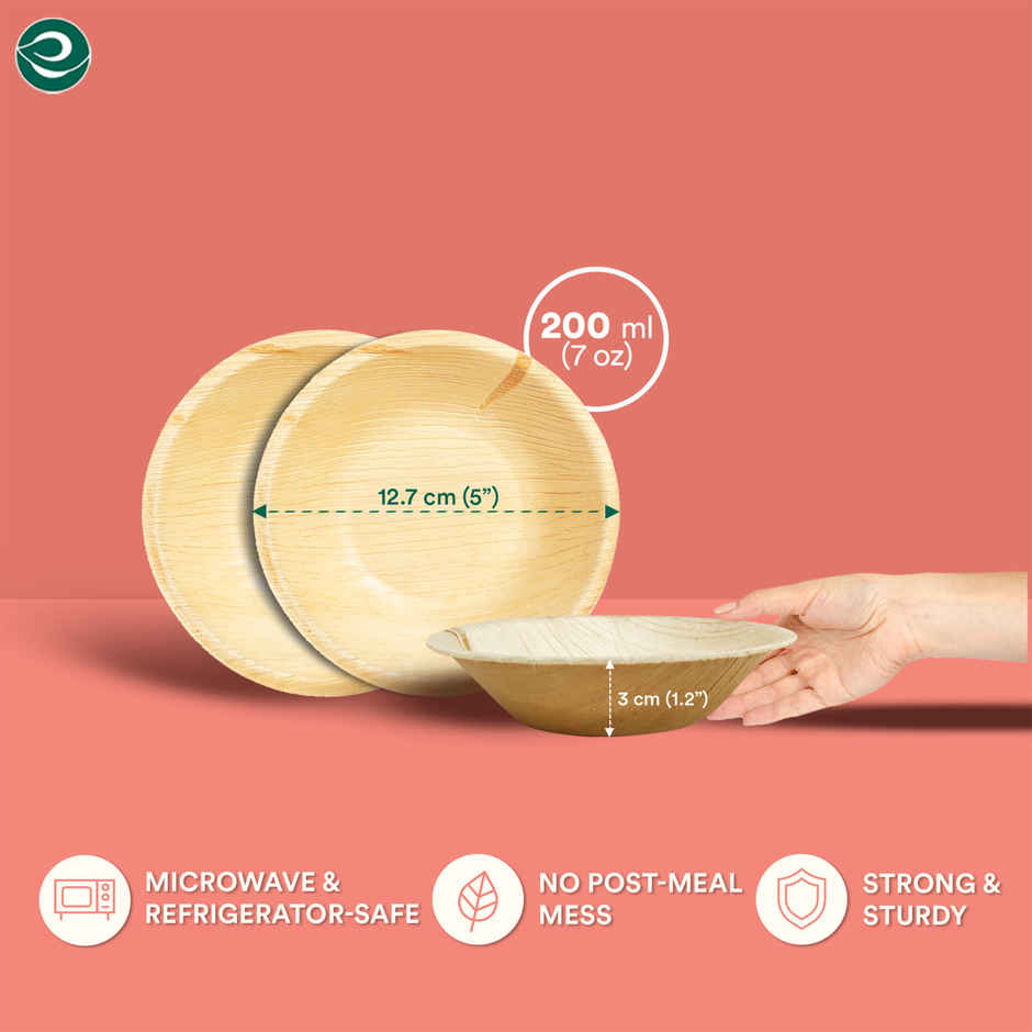 Palm Leaf Bowl | Round | 210 ml | 10 Count | Eco Soul