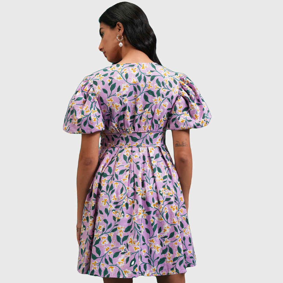 Tokyo Talkies Women's Printed Flared Dress | Violet - S
