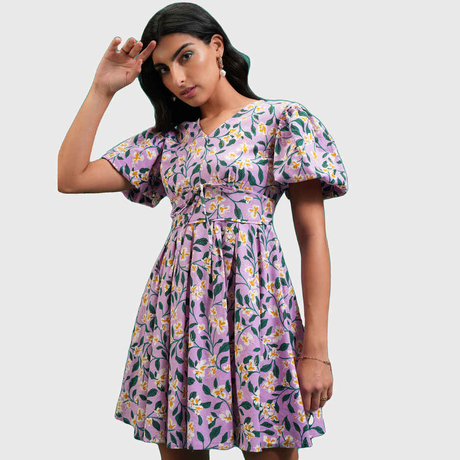 Tokyo Talkies Women's Printed Flared Dress | Violet - S