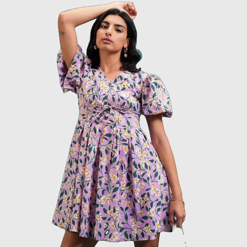 Tokyo Talkies Women's Printed Flared Dress | Violet - S