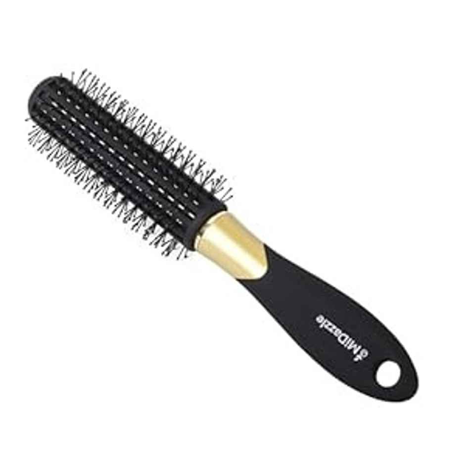 Midazzle Premium Round Black & Gold with Ring Hair Brush with Ring |MIHB0031