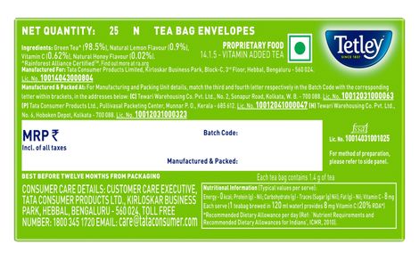 Tetley Lemon and Honey Green Tea