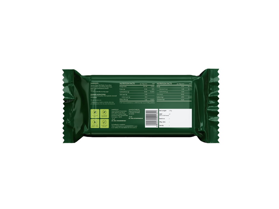 Cosmix No-Nonsense Protein Bar | Choco Peanut  |12g Protein Combo  