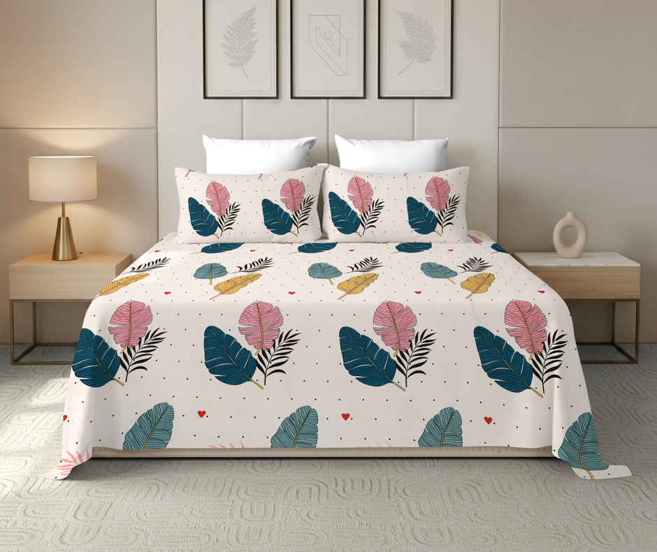 Dream Living 115 GSM Double Bedsheet Set |220 x 250 cm| With 2 Pillow Covers