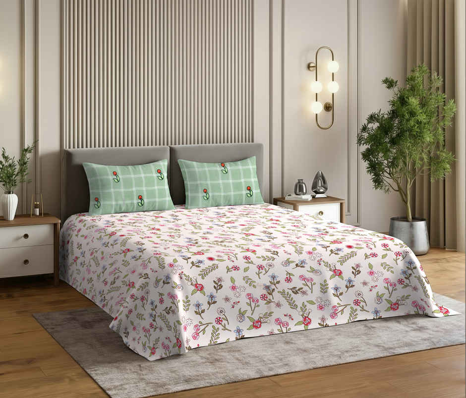 Dream Living 135 GSM King Bedsheet Set |275 x 275 cm| With 2 Pillow Covers