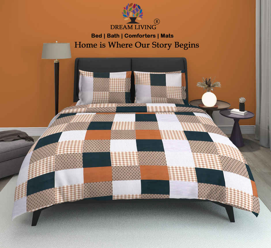 Dream Living 135 GSM Double Bedsheet Set |220 x 250 cm| With 2 Pillow Covers