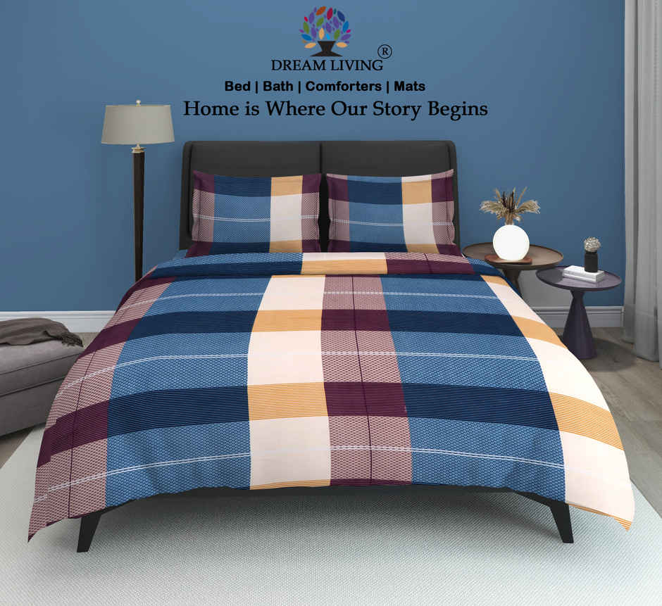 Dream Living 135 GSM Double Bedsheet Set |220 x 250 cm| With 2 Pillow Covers