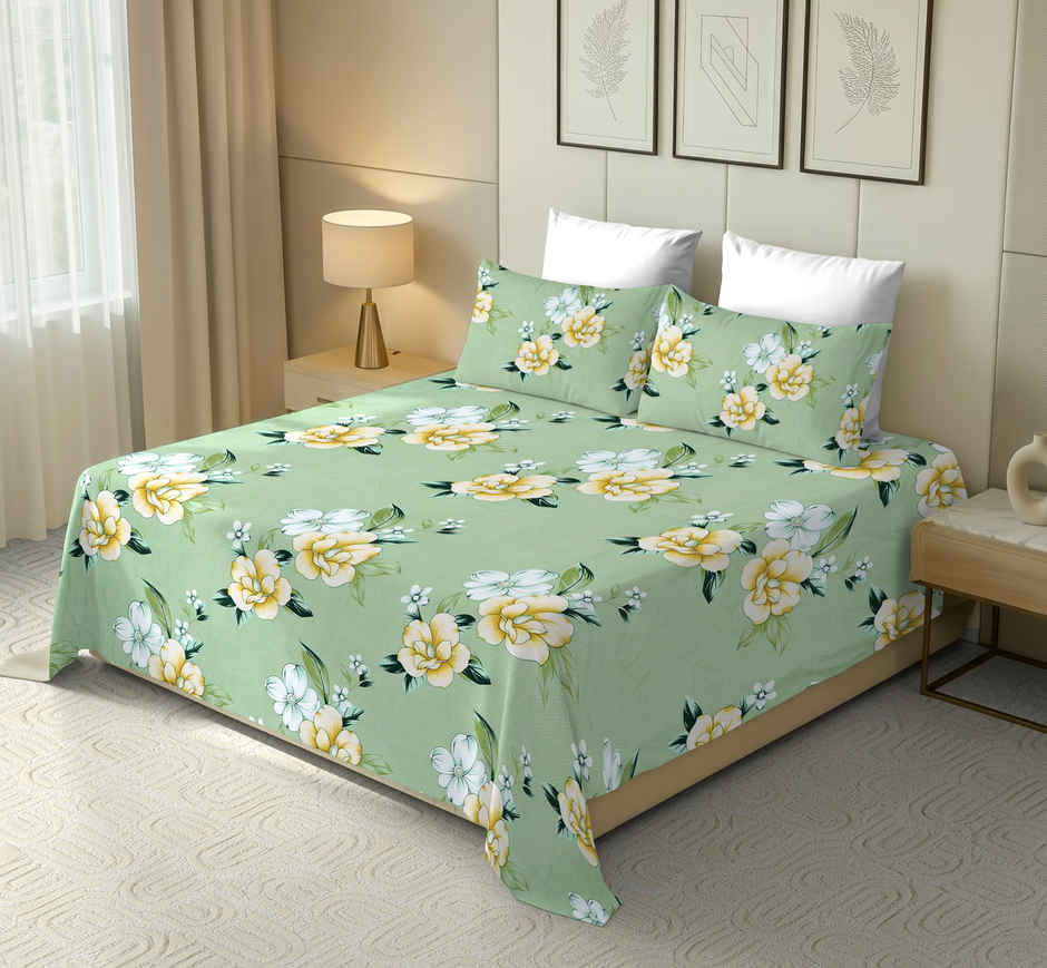 Dream Living 115 GSM Double Bedsheet Set |220 x 250 cm| With 2 Pillow Covers