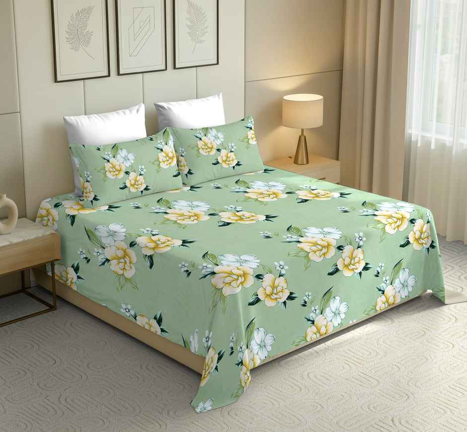Dream Living 115 GSM Double Bedsheet Set |220 x 250 cm| With 2 Pillow Covers