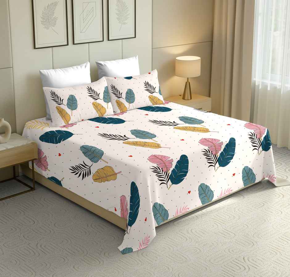 Dream Living 115 GSM Double Bedsheet Set |220 x 250 cm| With 2 Pillow Covers