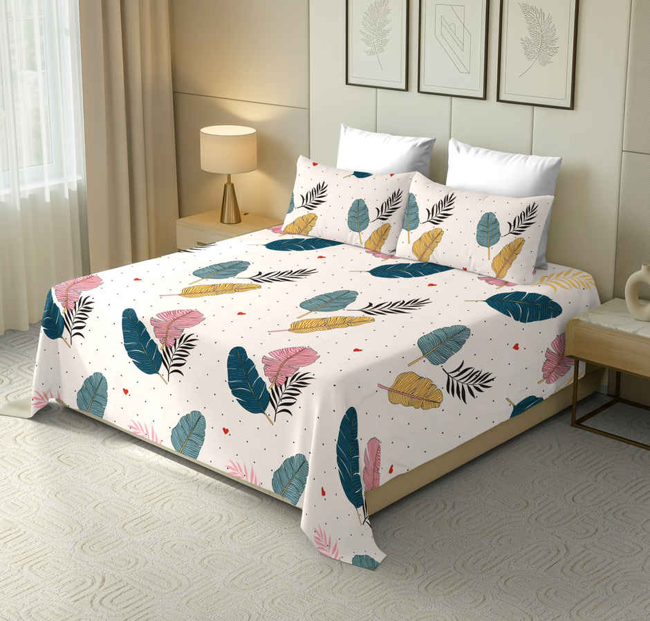Dream Living 115 GSM Double Bedsheet Set |220 x 250 cm| With 2 Pillow Covers