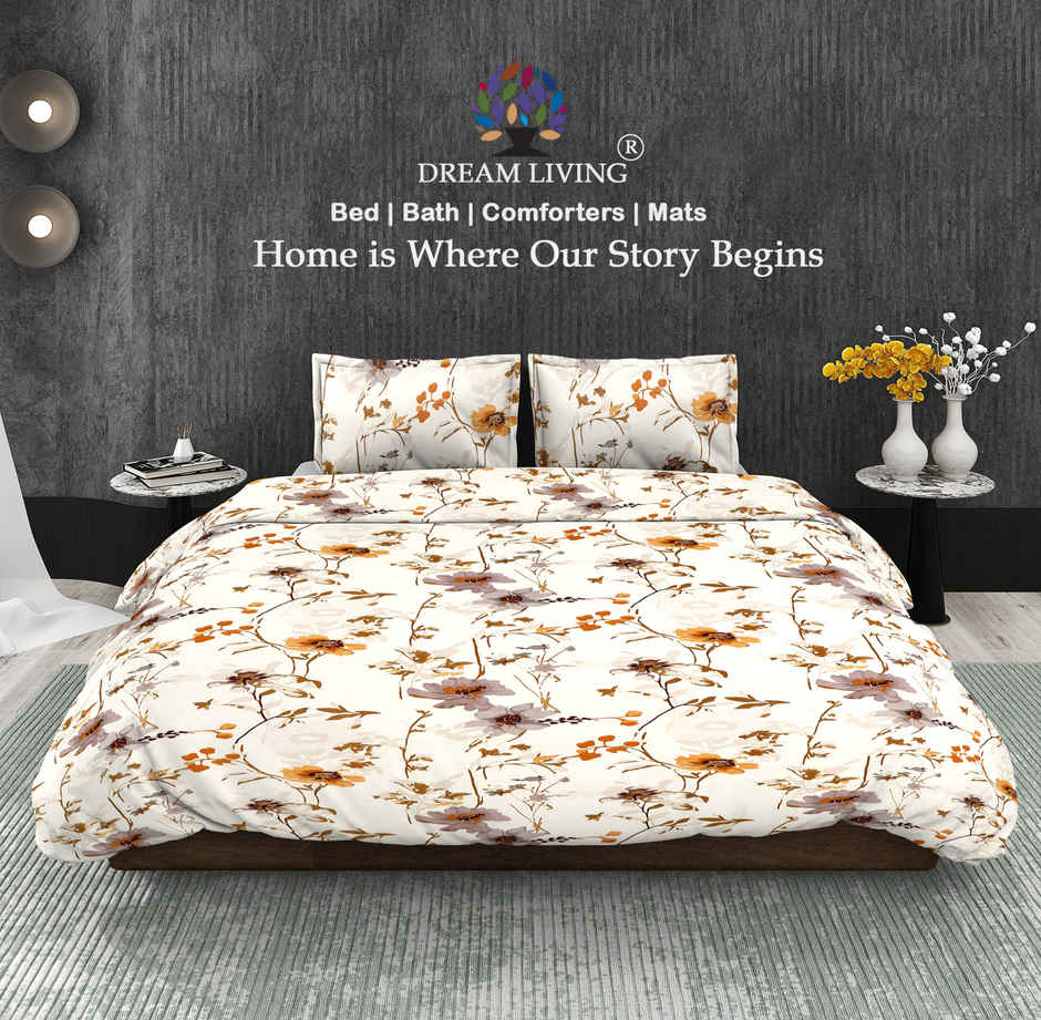 Dream Living 115 GSM Double Bedsheet Set |220 x 250 cm| With 2 Pillow Covers