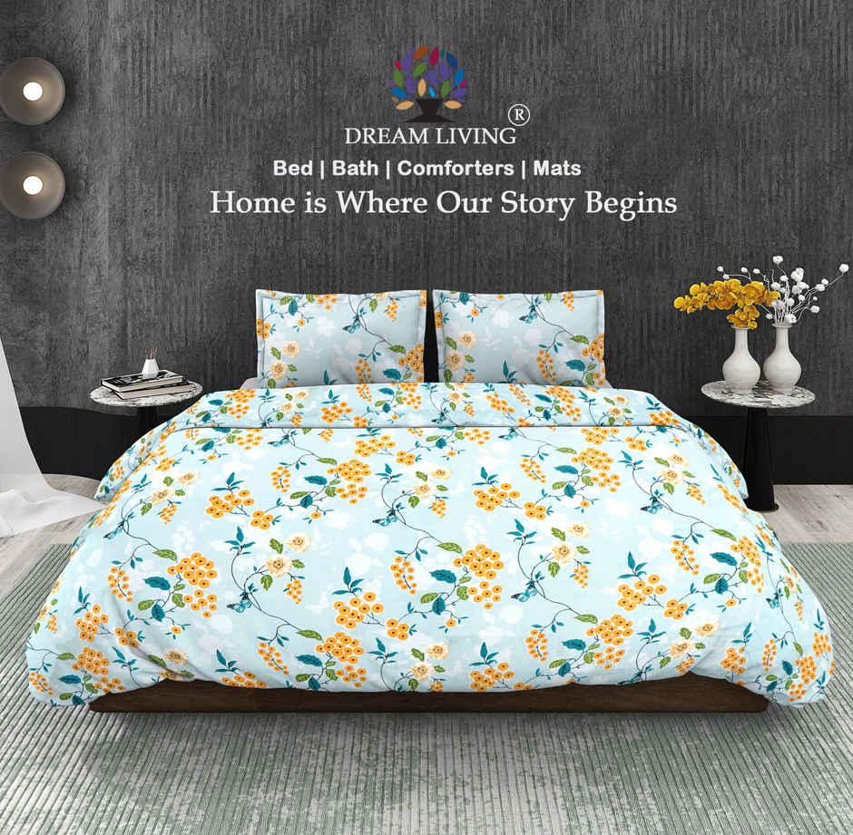 Dream Living 115 GSM Double Bedsheet Set |220 x 250 cm| With 2 Pillow Covers
