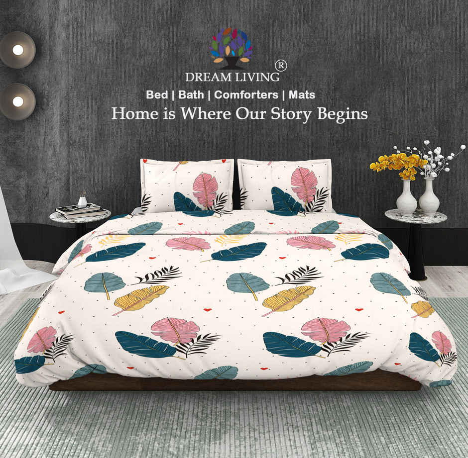 Dream Living 115 GSM Double Bedsheet Set |220 x 250 cm| With 2 Pillow Covers