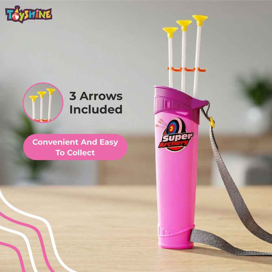Toyshine Plastic Bow & Arrow Set with Quiver & Target | Pink
