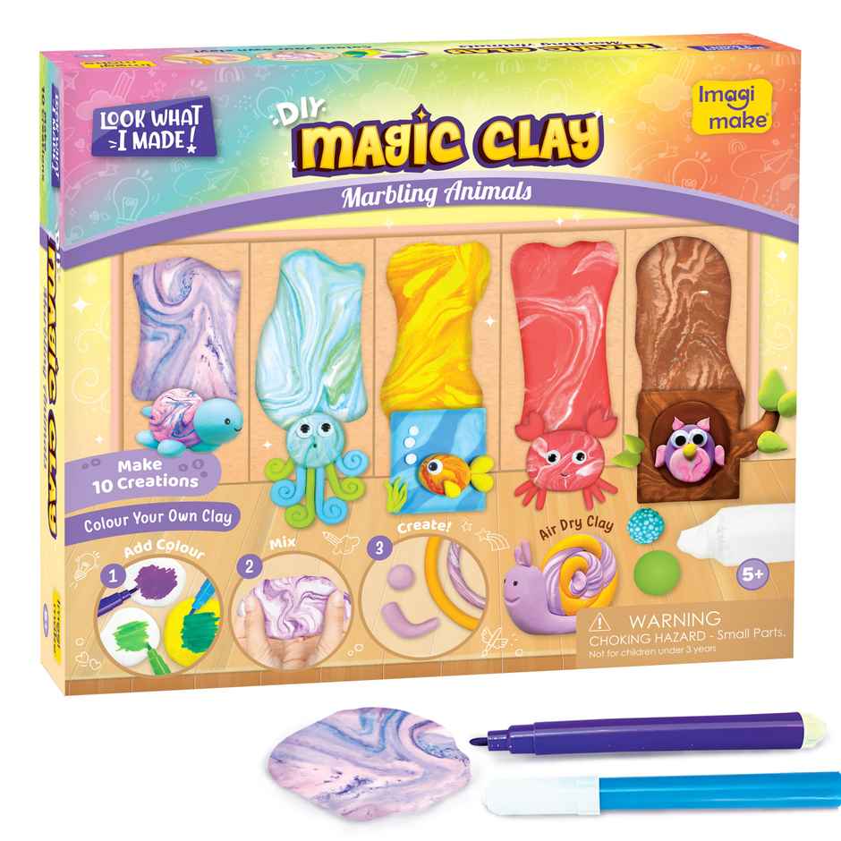 Imagimake Magic Clay | Marbling Animals | Creative Art Toy | Modeling Set for Kids