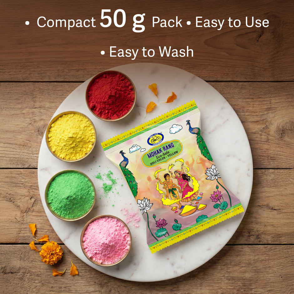 Mohak Rang Eco-Safe Holi Colour | Yellow | Cycle