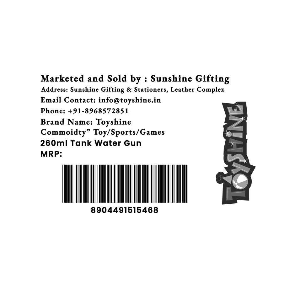 Toyshine Water Gun Toy | 260 ml Tank Capacity Water Blaster | For Holi, Pool & Backyard Play