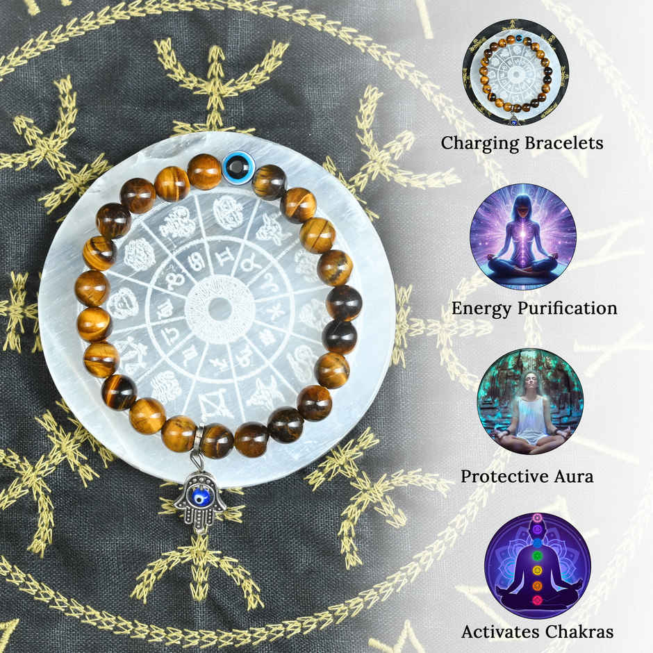 Hindcraft Selenite Plate With Zodiac Signs